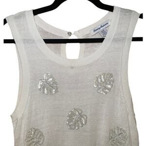 Tommy Bahama - Women's White Beaded Tank Top - Size Small Petite
